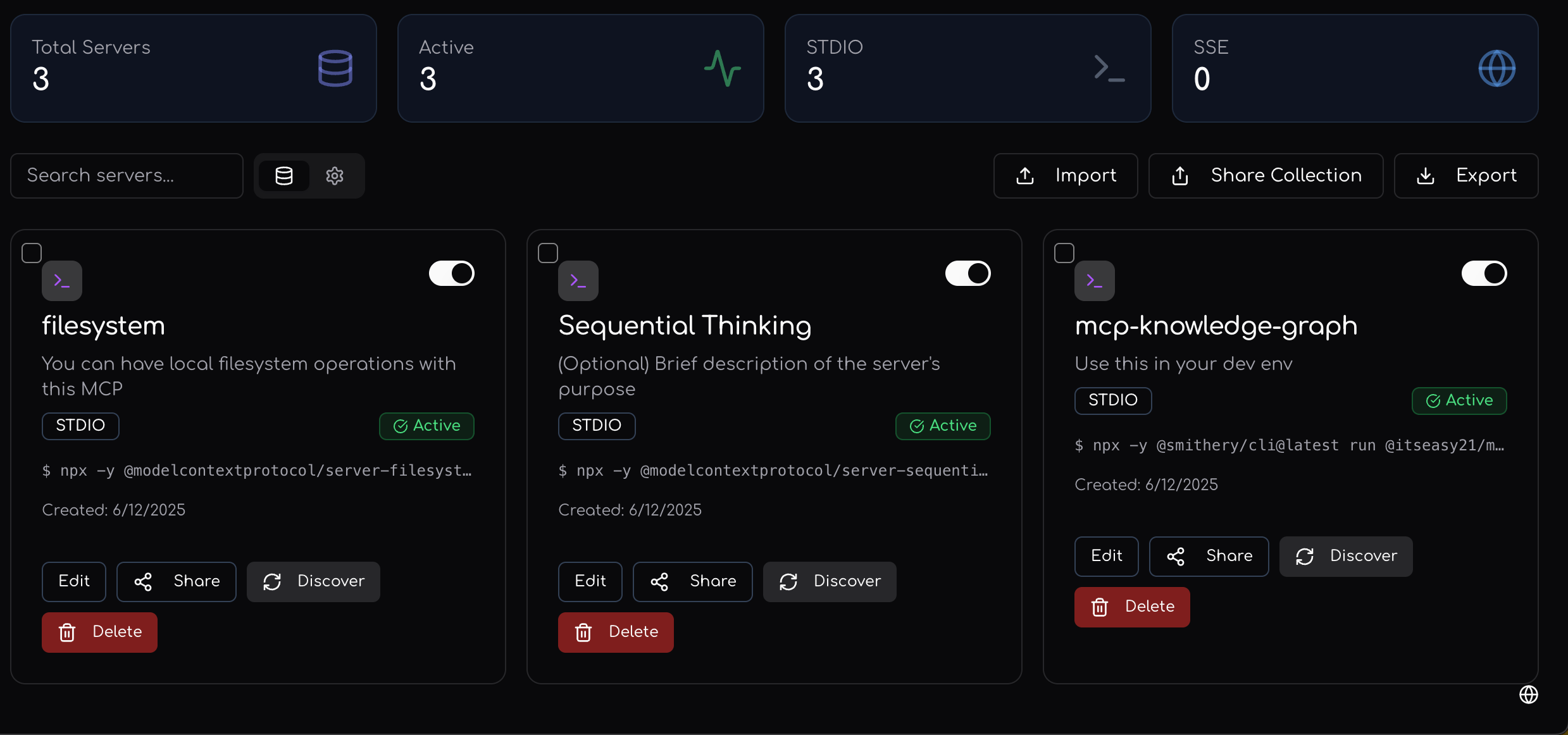 Interface for creating a new collection