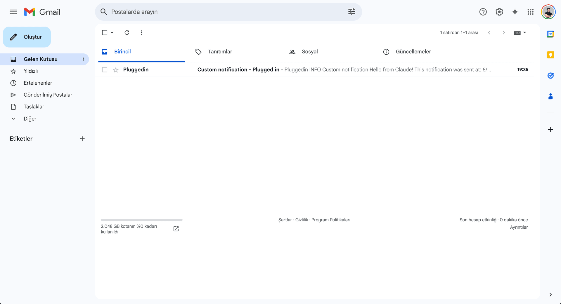 Email notification settings configuration page
